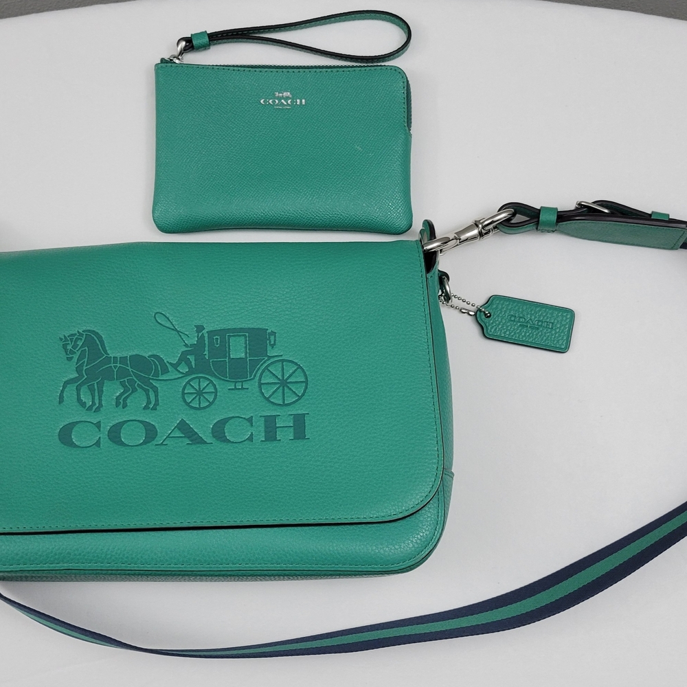 Coach Teal Crossbody Bag and Wristlet Set